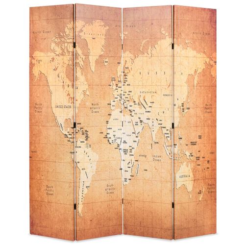 vidaXL Folding Room Divider 120x170 cm World Map Yellow