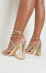 Strappy Ankle Block Heeled Sandals