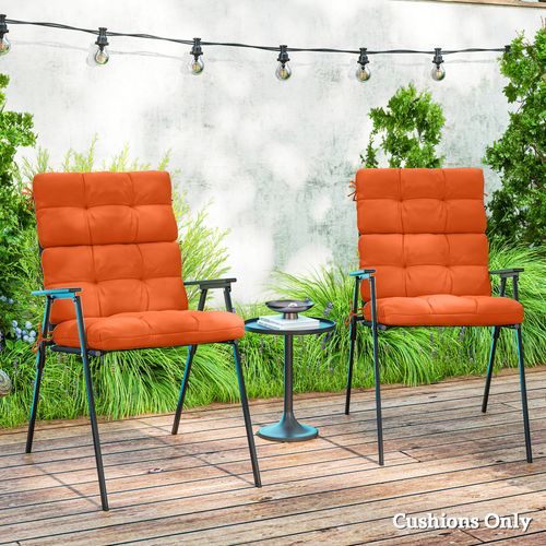 Outsunny 2pc Outdoor Seat Cushion with Backrest Ties for Garden - Orange