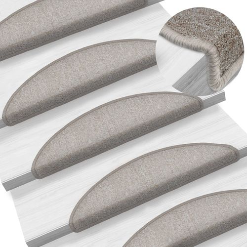 vidaXL Carpet Stair Treads 15 pcs Dark Green 56x17x3 cm - taupe / 10 / 56 x 17 x 3 cm