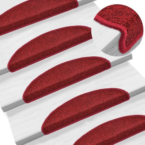 vidaXL Carpet Stair Treads 15 pcs Dark Green 56x17x3 cm - bordeaux red / 10 / 56 x 17 x 3 cm