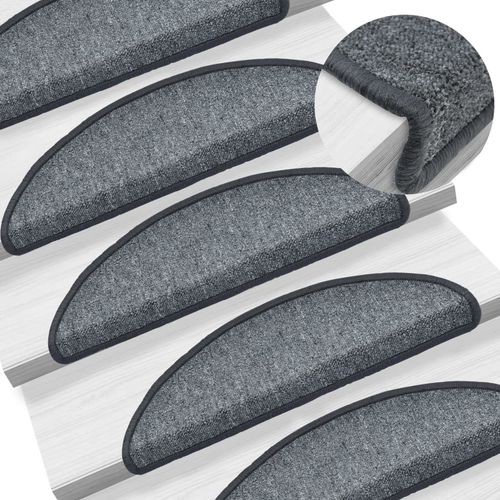 vidaXL Carpet Stair Treads 15 pcs Dark Green 56x17x3 cm - dark grey / 5 / 56 x 17 x 3 cm