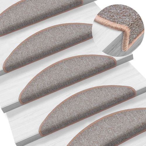 vidaXL Carpet Stair Treads 15 pcs Dark Green 56x17x3 cm - light brown / 5 / 56 x 17 x 3 cm