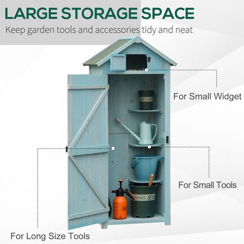 Garden Shed Vertical Utility 3 Shelves Wood Tool Storage Unit Cabinet