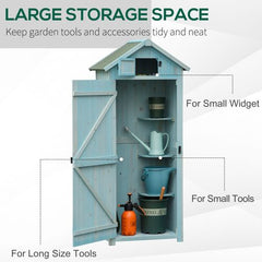 Garden Shed Vertical Utility 3 Shelves Wood Tool Storage Unit Cabinet