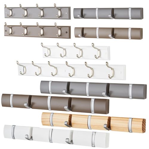 Wall or door mounted hooks. Various sizes colours and styles available