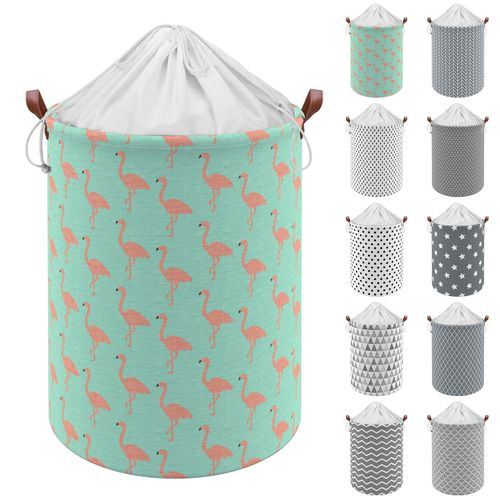 VINSANI DRAWSTRING LAUNDRY BASKET - Flamingo