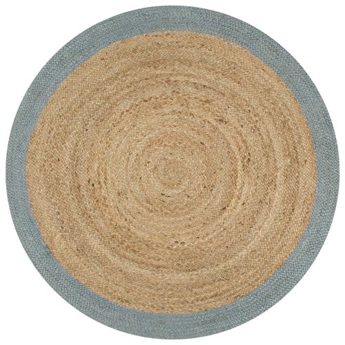vidaXL Handmade Rug Jute with Grey Border 90 cm - olive green / 120 cm