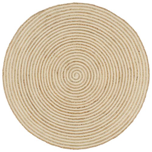 vidaXL Handmade Rug Jute with Spiral Design White 90 cm - white / 120 cm