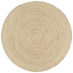 vidaXL Handmade Rug Jute with Spiral Design White 90 cm