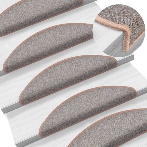 vidaXL Carpet Stair Treads 15 pcs Dark Green 56x17x3 cm - light brown / 15 / 56 x 17 x 3 cm
