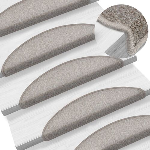 vidaXL Carpet Stair Treads 15 pcs Dark Green 56x17x3 cm - taupe / 15 / 56 x 17 x 3 cm