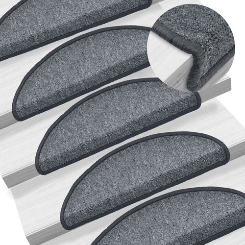vidaXL Carpet Stair Treads 15 pcs Dark Green 56x17x3 cm - dark grey / 15 / 65 x 24 x 4 cm