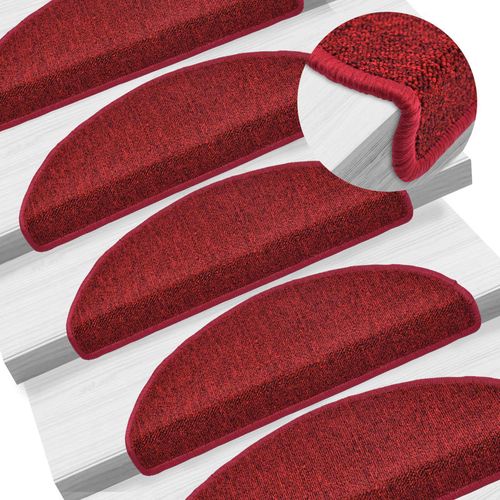 vidaXL Carpet Stair Treads 15 pcs Dark Green 56x17x3 cm - bordeaux red / 15 / 65 x 24 x 4 cm