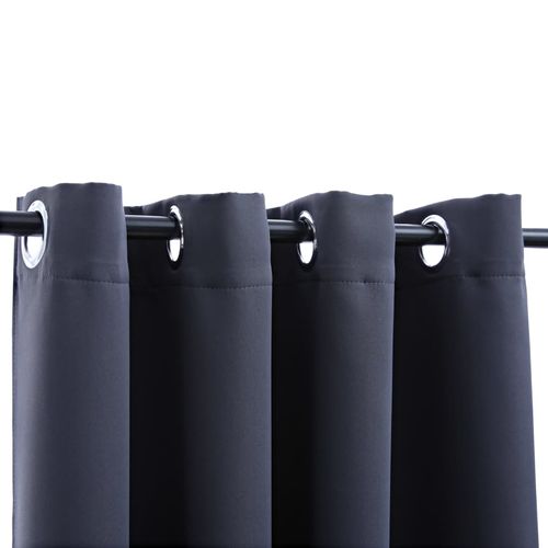 vidaXL Blackout Curtain with Metal Rings Black 290x245 cm