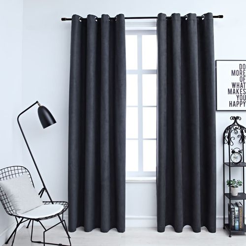 vidaXL Blackout Curtains with Metal Rings 2 pcs Anthracite 140x175 cm - anthracite / 1 / 140 x 225 cm