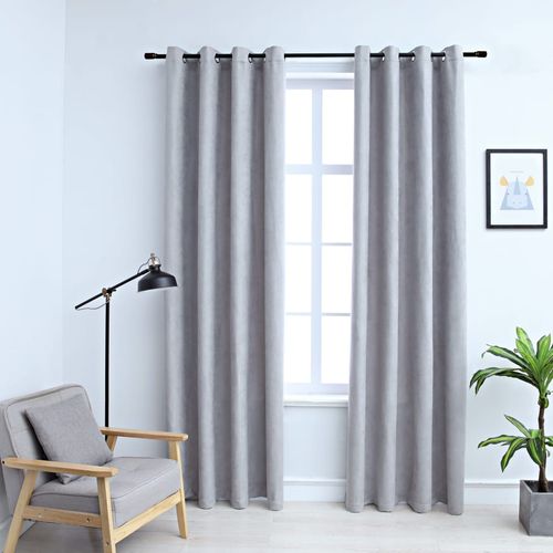 vidaXL Blackout Curtains with Metal Rings 2 pcs Anthracite 140x175 cm - grey / 2 / 140 x 225 cm