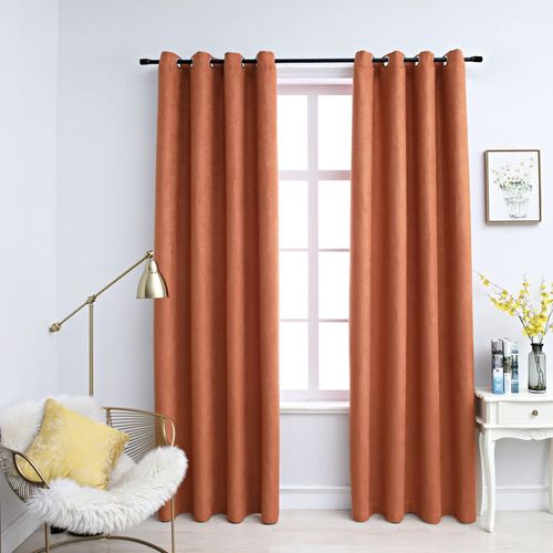 vidaXL Blackout Curtains with Metal Rings 2 pcs Anthracite 140x175 cm - rust / 2 / 140 x 245 cm