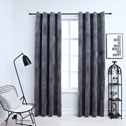 vidaXL Blackout Curtains with Rings 2 pcs Velvet Black 140x175 cm