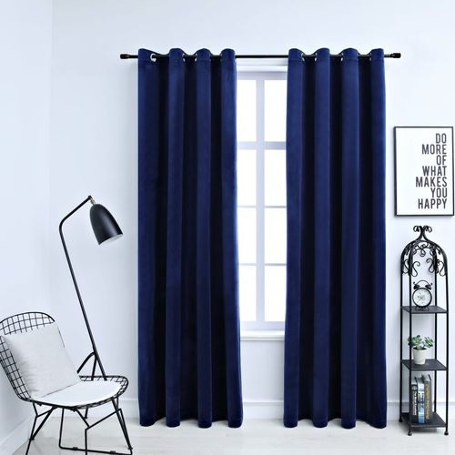 vidaXL Blackout Curtains with Rings 2 pcs Velvet Black 140x175 cm