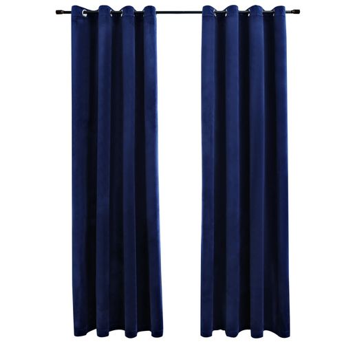 vidaXL Blackout Curtains with Rings 2 pcs Velvet Black 140x175 cm