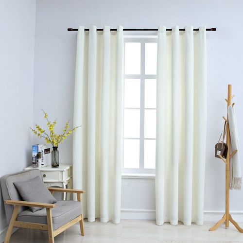 vidaXL Blackout Curtains with Rings 2 pcs Velvet Black 140x175 cm - Cream / 140 x 225 cm