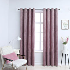 vidaXL Blackout Curtains with Rings 2 pcs Velvet Black 140x175 cm