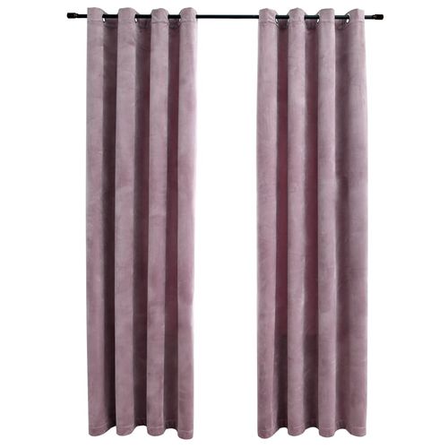 vidaXL Blackout Curtains with Rings 2 pcs Velvet Black 140x175 cm