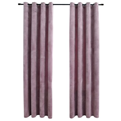 vidaXL Blackout Curtains with Rings 2 pcs Velvet Black 140x175 cm