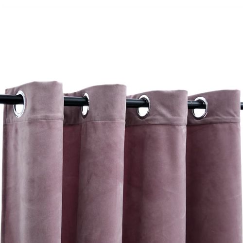 vidaXL Blackout Curtains with Rings 2 pcs Velvet Black 140x175 cm