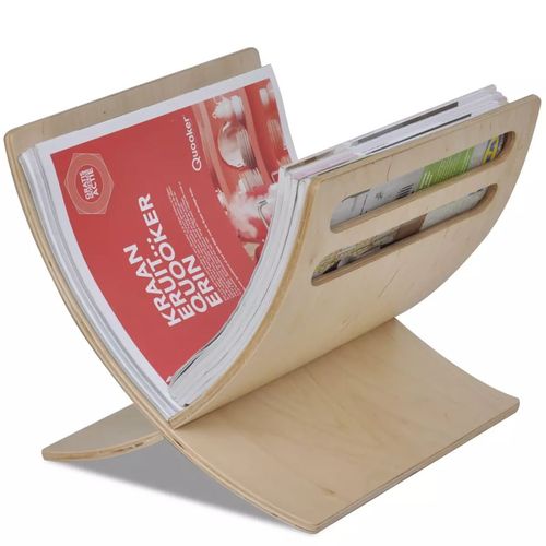 vidaXL Wooden Magazine Rack Floor Standing Natural - beige