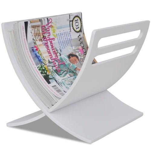vidaXL Wooden Magazine Rack Floor Standing Natural - white