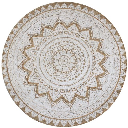 vidaXL Area Rug Braided Jute Printed 180 cm Round