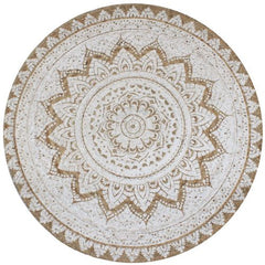vidaXL Area Rug Braided Jute Printed 180 cm Round