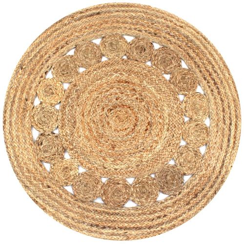 vidaXL Area Rug Braided Design Jute 180 cm Round - 90 cm