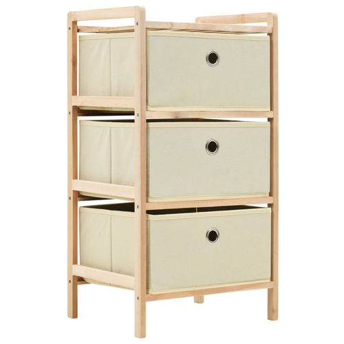 vidaXL Storage Racks with 3 Fabric Baskets 2 pcs Beige Cedar Wood - 3 / 1
