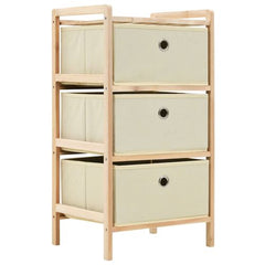 vidaXL Storage Racks with 3 Fabric Baskets 2 pcs Beige Cedar Wood