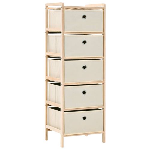 vidaXL Storage Racks with 3 Fabric Baskets 2 pcs Beige Cedar Wood - 5 / 1
