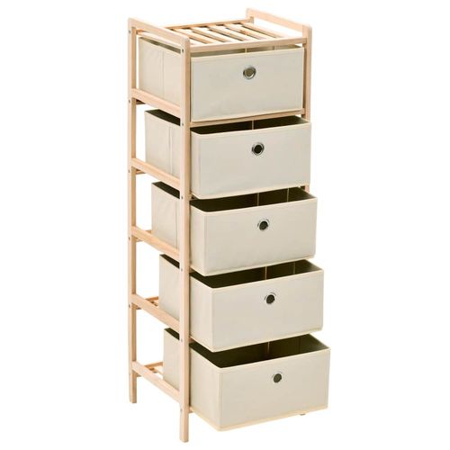 vidaXL Storage Racks with 3 Fabric Baskets 2 pcs Beige Cedar Wood