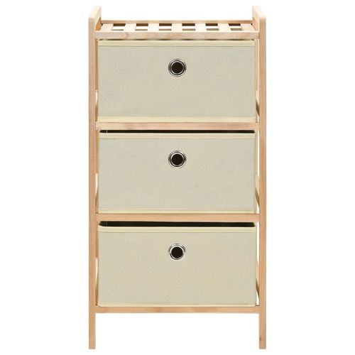 vidaXL Storage Racks with 3 Fabric Baskets 2 pcs Beige Cedar Wood