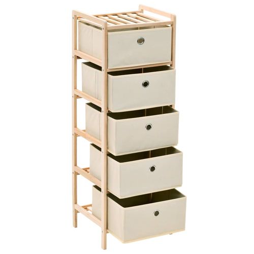 vidaXL Storage Racks with 3 Fabric Baskets 2 pcs Beige Cedar Wood