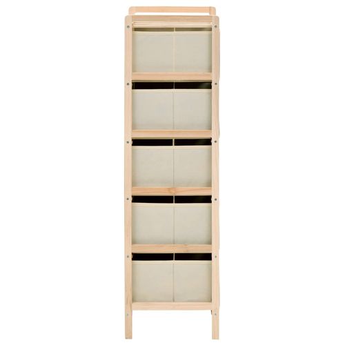vidaXL Storage Racks with 3 Fabric Baskets 2 pcs Beige Cedar Wood