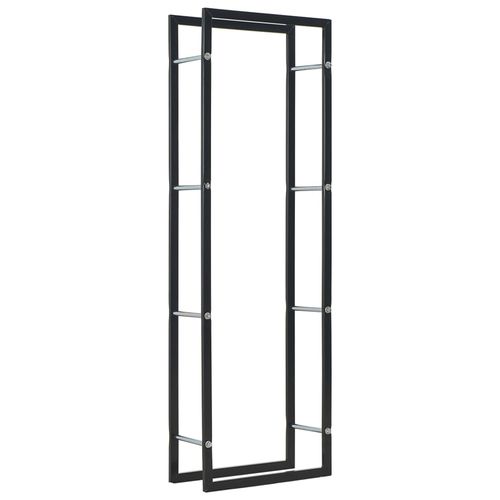 vidaXL Firewood Rack Black 50x20x150 cm Steel - 50 x 20 x 150 cm
