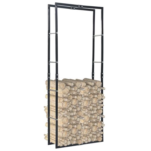 vidaXL Firewood Rack Black 50x20x150 cm Steel - 80 x 25 x 200 cm