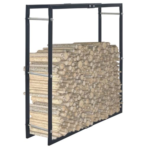 vidaXL Firewood Rack Black 50x20x150 cm Steel