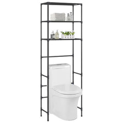 vidaXL 3-Tier Storage Rack over Toilet Black 53x28x169 cm