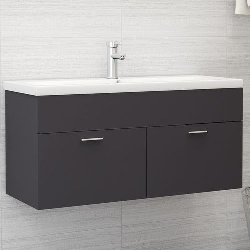 Sink Cabinet with Built-in Basin Chipboard 41x38.5cm to 100x38.5cm - grey / 100 x 38.5 x 46 cm