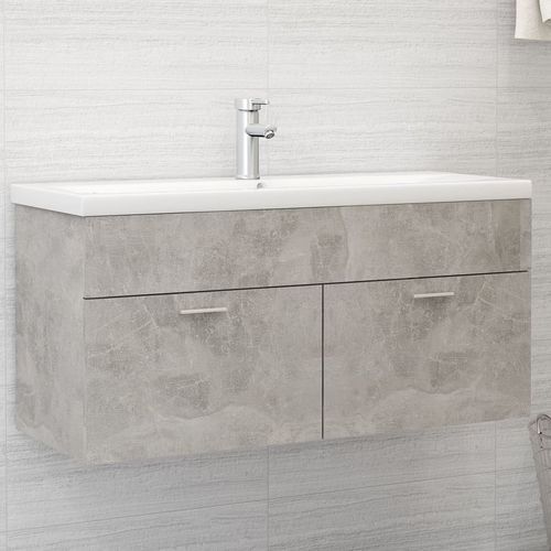 Sink Cabinet with Built-in Basin Chipboard 41x38.5cm to 100x38.5cm - concrete grey / 100 x 38.5 x 46 cm