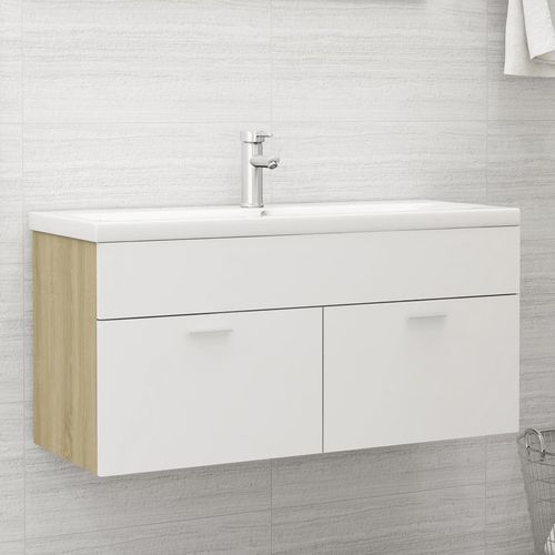 Sink Cabinet with Built-in Basin Chipboard 41x38.5cm to 100x38.5cm