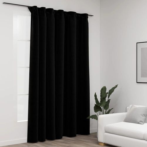 vidaXL Linen-Look Blackout Curtains with Hooks Black 290x245 cm - black